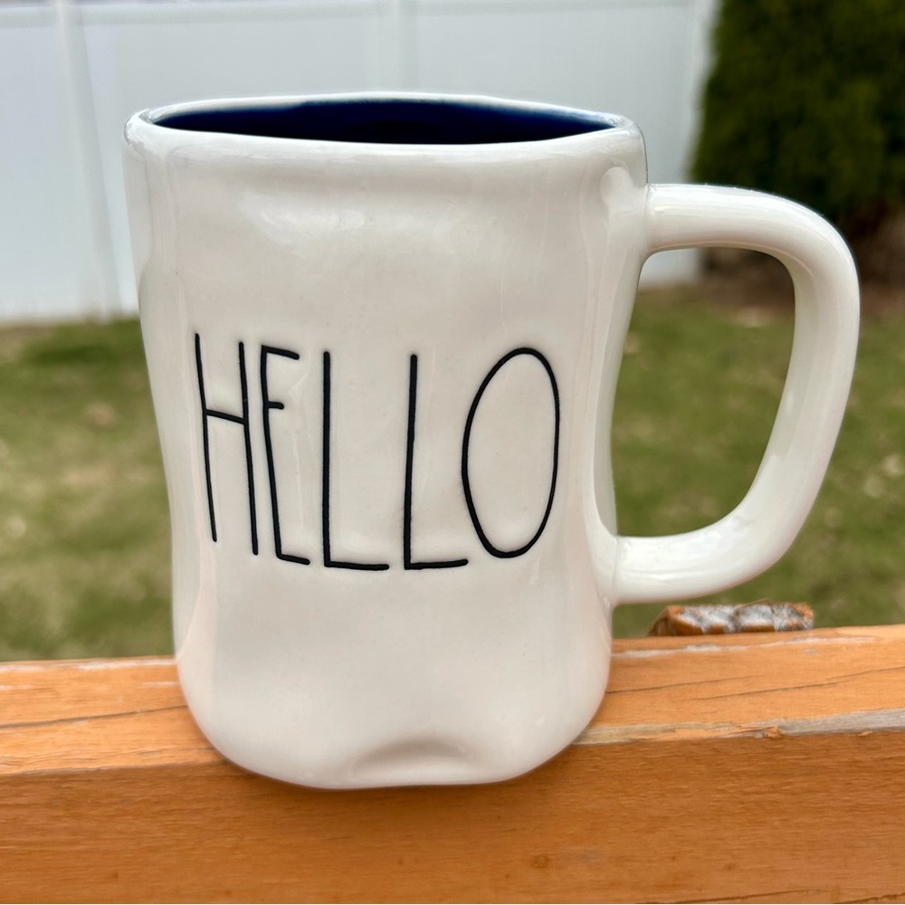 White Ceramic Mug with Blue Interior